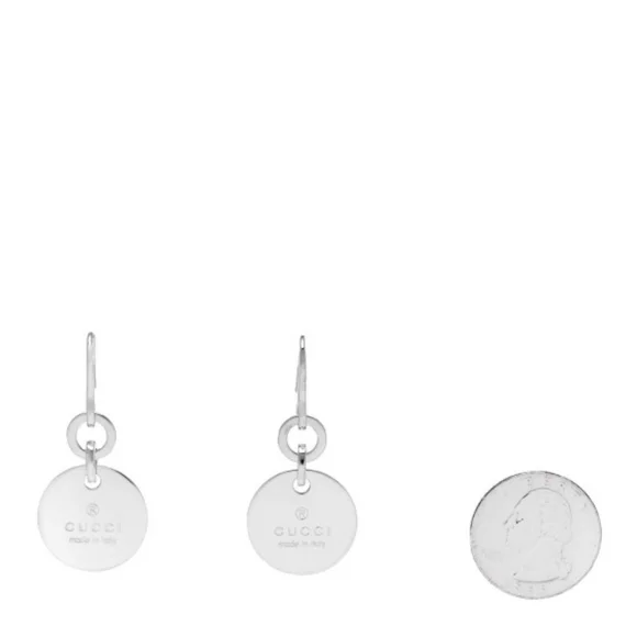 ✨New Gucci Sterling Silver 925 Trademark Round Drop Earrings High Shine Genuine! - Picture 3 of 11